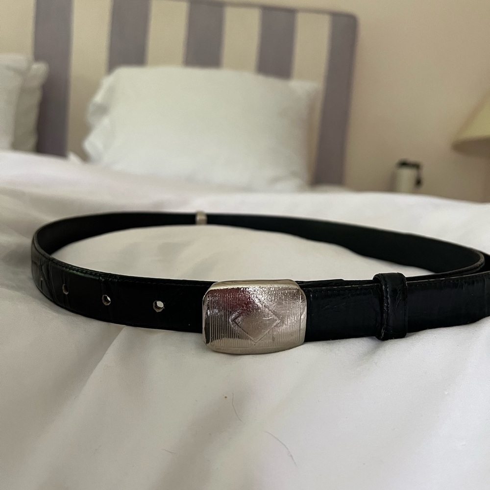Vintage Catherine Carson Western Black Belt with Silver Buckle
